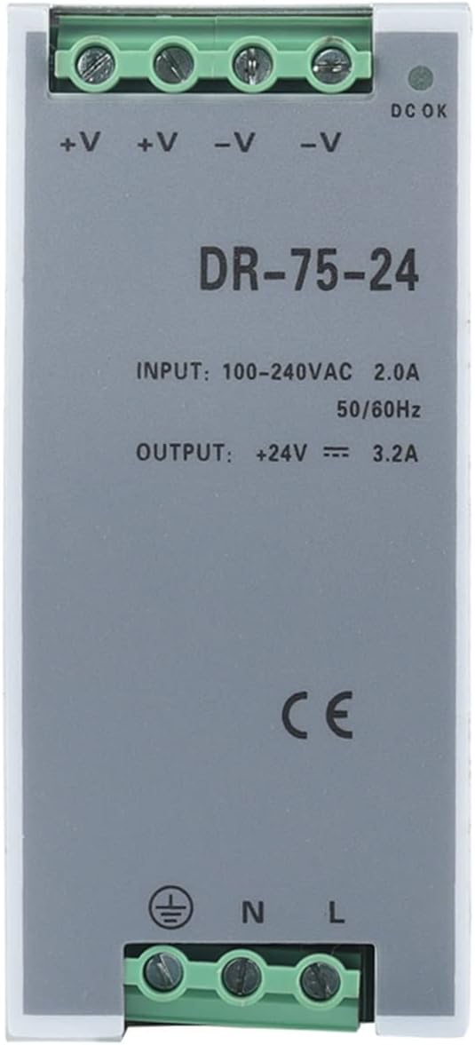 DR-75-24 Single Output DIN Rail Switching Power Supply 24v Voltage Transformer LED Display 75W