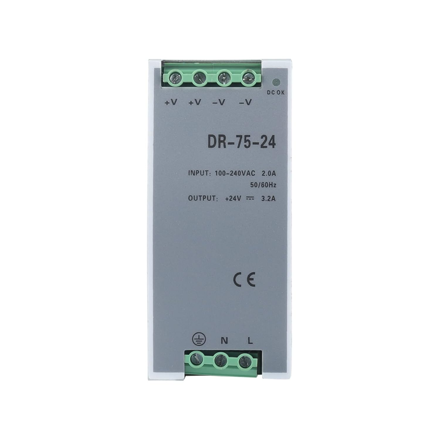 DR-75-24 Single Output DIN Rail Switching Power Supply 24v Voltage Transformer LED Display 75W