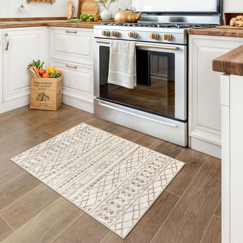 Tapete decorativo beige marrón 2x3 pies KUTA miniatura 3
