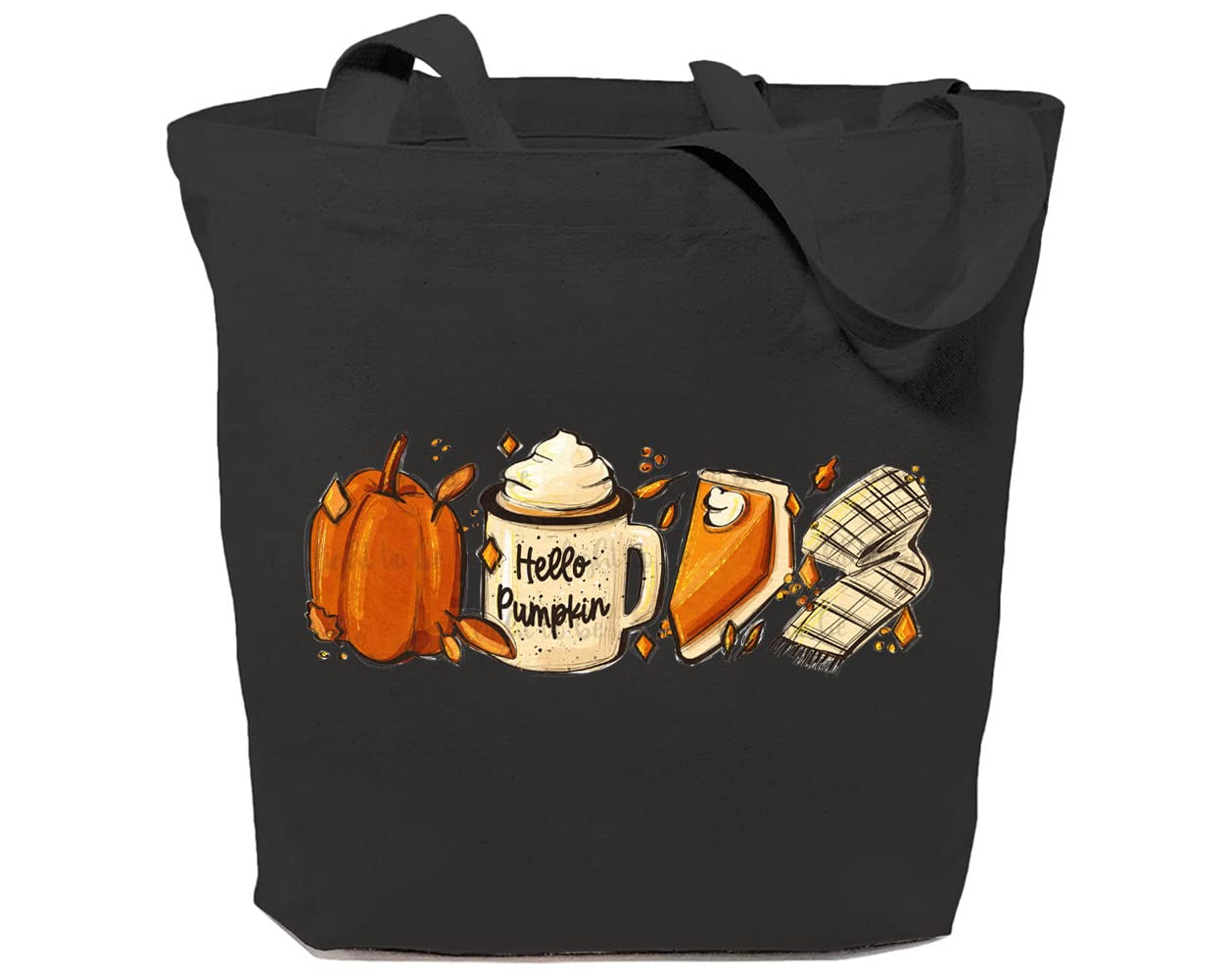 GXVUIS Hello Pumpkin Canvas Tote Bag – Aesthetic Fall Design, Reusable Large Shopping Bag - View #4