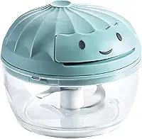 Mini Processador de Alimentos Manual 200ml – Triturador, Mixer, Picador com 2 Lâminas Afiadas, Linha Premium (Azul)