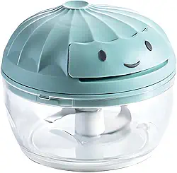 Mini Processador de Alimentos Manual 200ml – Triturador, Mixer, Picador com 2 Lâminas Afiadas, Linha Premium (Azul)