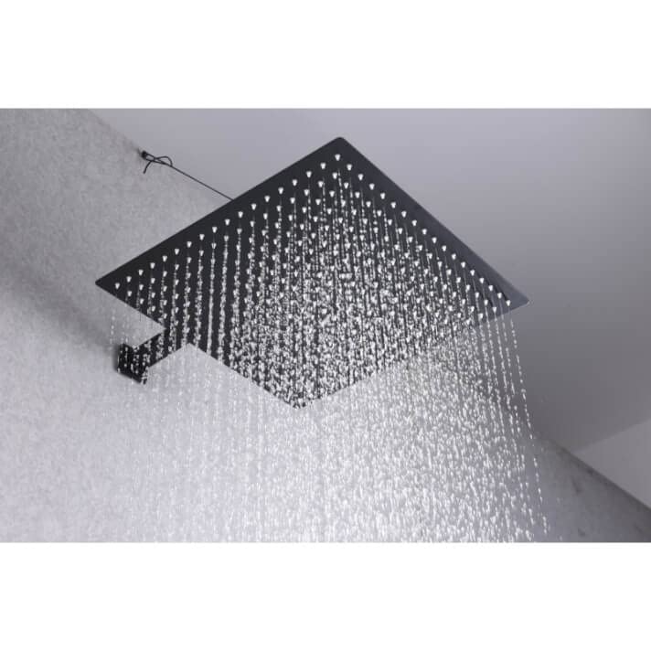 IMEX - Rociador de Ducha Cuadrado extraplano de acero inoxidable 40 x 40 cm, Nego Mate - RDC004/NG