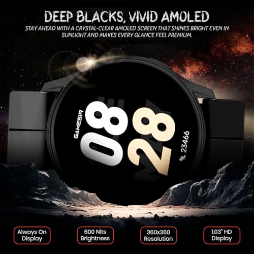 Image of GameSir Active 2 Smartwatch for Men & Women, 1.39 inch HD Round Display, Bluetooth Calling, Heart Rate & SPO₂, 100+ Sports Modes, IP67, Long Battery Life for Android & iOS (Magnetic Black)
