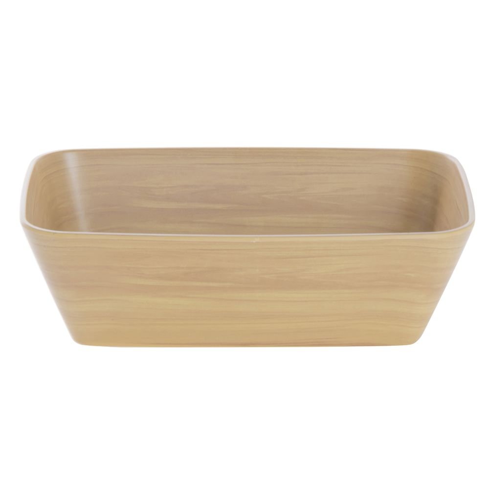 Serving Bowl Light Brown Wood Bowl Soft Square - 10 1/2"L x 6 1/2"w x 3 1/10"H by HUBERT – Melamine, Brown, Model M2340-LT WOOD