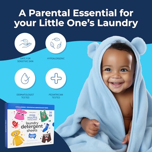 Image of Miss Mouth's Messy Eater Stain Treater Stain & Suds Duo Pack - 3 Pack Spray and 30 Pack Detergent Sheet bundle - Newborn & Baby Essentials - Food, Grease, Coffee Off Laundry, Underwear, Fabric