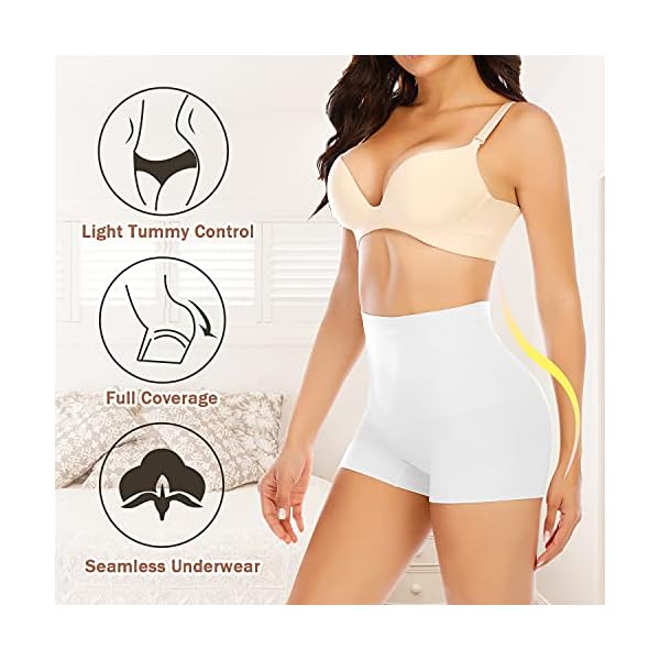 Slip Shorts for Women Under Dress Tummy Control Shapewear Underwear Seamless Shaping Boyshorts Panties (#2 Slimming White,M)
