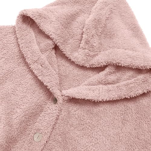 Bed Jackets for Girls Plus Size Fuzzy Fleece Coat Kids Cozy Button Hooded Jacket 2025 Trendy Girls Sweatshirt 5-14 Years4