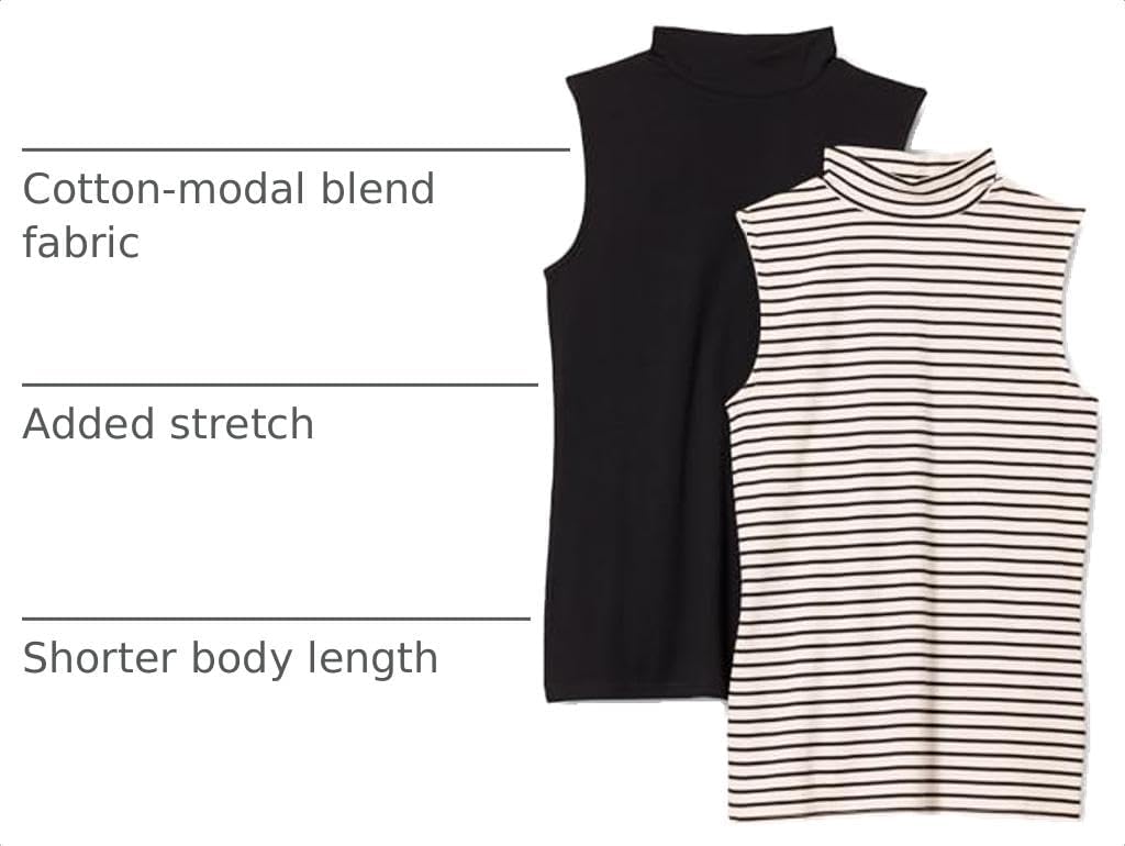 Amazon Essentials Women's Mock-Neck Slim-Fit Ribbed Knit Cotton Sleeveless Top, Pack of 2 image 4