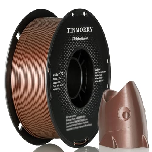 Image of TINMORRY Metallic PETG Filament 1.75mm, Rapid PETG 3D Printer Filament, PETG with a Rapid Flow Rate, Compatible with Bambu Lab FDM 3D Printer, 1KG 1 Spool, Metallic Rose Gold