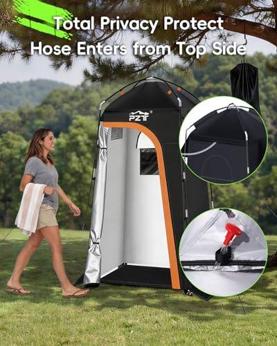 Image of Large Shower Tent, Portable Privacy Tent with Mesh Floor & Carrying Bag, Lightweight & Sturdy, Easy Set Up, Portable Changing Room for Camping & Hiking, Fishing, Beach