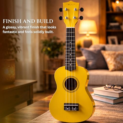Image of Vault UK-003 Soprano Colourful Ukulele 21 inch With Gig Bag (Yellow)