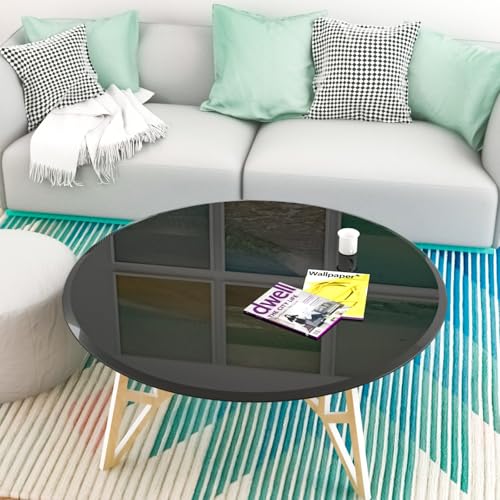 Image of Tempered Glass Round Table Top 38.6 Inch Diameter, 1 /2 inch Thick, Heavy-Duty Safety Glass Circle for Dining Table, Desk, Patio Base Replacement-Black