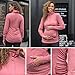 Maternity Sweatshirt for Women Casual Long Sleeve Half Button Front Shirt Lightweight Sweatshirts Slim Fit Pullover Tops with Pockets Rose Red S