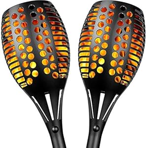 Solar Lights, Waterproof Flickering Flames Torches Lights Outdoor Landscape Decoration Lighting Dusk to Dawn Auto On/Off Security Torch Light for Garden Patio Deck Yard Driveway, 2 Pack