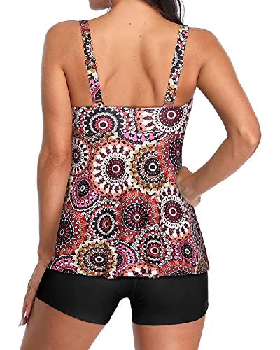 Yonique Women 2 Piece Flowy Tankini Swimsuits with Boyshorts V Neck Swim Tank Tops Bathing Suits Modest Swimwear2