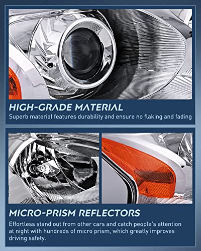Image of Nilight Headlight Assembly for 2013 2014 2015 Altima 4 Door Sedan Advance Base Exclusive SL S SV Sense Replacement Headlamp Clear Projector Chrome Housing Amber Reflector