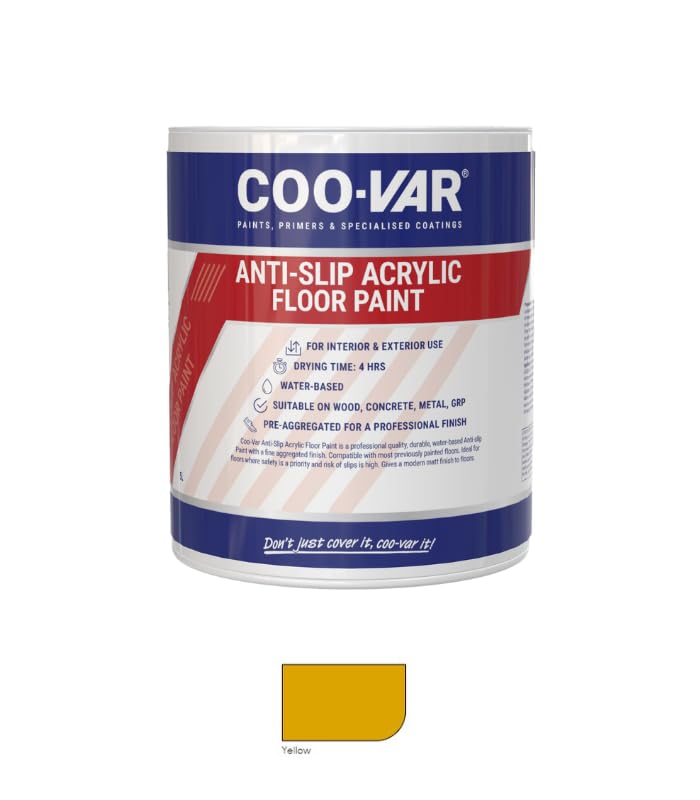 Coovar Anti Slip Acrylic Floor Paint - Yellow - 2.5 Litre