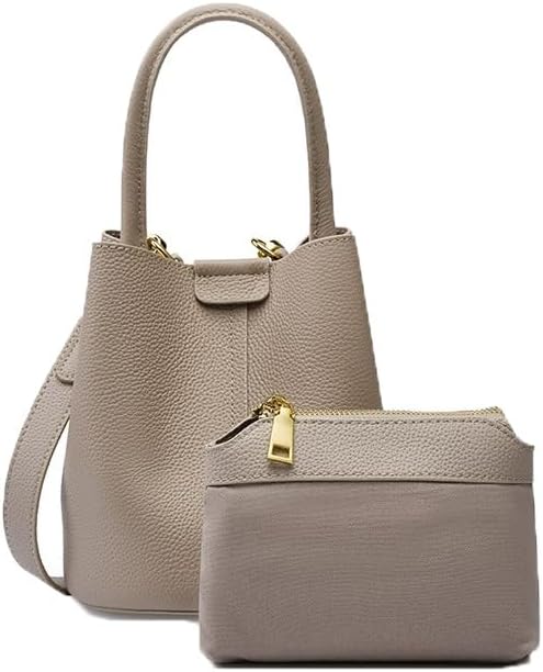 Bucket Bags for Women 2026, Trumpet Women's Handbag,Lock Design, Leather lychee pattern,Removable Shoulder Strap