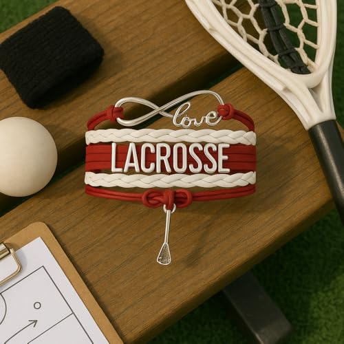 Image of SportyBella Lacrosse Bracelets For Girls - Adjustable Charm Bracelet w /Infinity Symbol & Silver Lacrosse Stick Charm. Friendship Bracelet Gifts for Players, Teams & Coaches