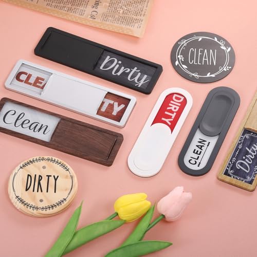 QUARKZMAN Geschirrspüler Magnet Sauber Schmutzig Schild Oval Magnetischer Geschirrspüler Indikator Herz Kratzfestes Schild mit Aufklebern für Geschirrspüler Küche Hotel, Schwarz