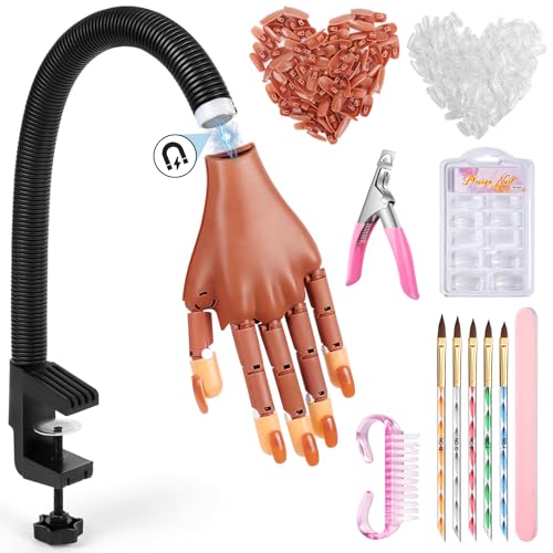 Wilfniee Magnetic Practice Hand for Acrylic Nails: Flexible Fake Nail Training Hand Practice -...