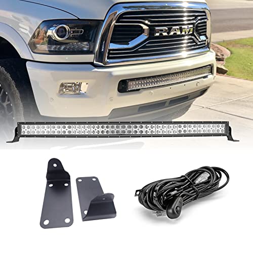 42 Inch 240W LED Curved Light Bar with Wiring Kit and Front Hidden Bumper Mounting Bracket Compatible with 2010-2019 Dodge Ram 2500 3500