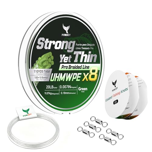 Image of Pro Power 20 LB 8 Strand Braided Fishing Line, Super Thin Dia 0.18mm | Hi-vis 8x Slick PE Wire & Leader Line Combo, Easy to Tie with Knot Guide Card for beginners, Ready to Fish and Cost Effective