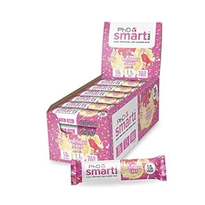 Phd High Protein Low sugar Smart Bar bites, 24 Mini Protein Bars perfect healthy Snack, Birthday Cake Flavour, 24 x 32g