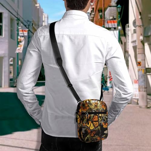 Personalized Small Crossbody Bag Water Resistant Messenger Bags Mini Orange Butterflies Printing SlingBag For Men Women4