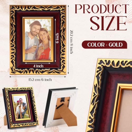 Image of 12 Pack 4 x 6 Inch Mahogany Gold Small Picture Frames Bulk