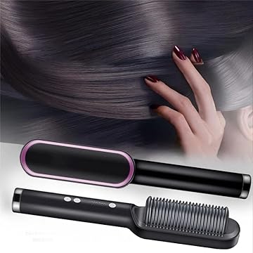 Anion Hair Escova Alisadora 3 em 1 – Alisa, Seca e Hidrata com Luzes de Íons – Bivolt Premium