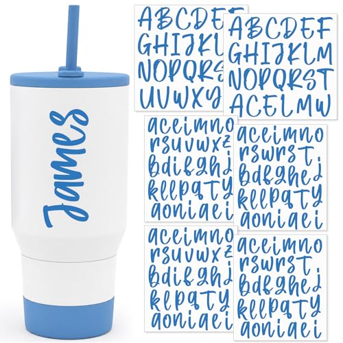 Image of Humyoun 6 Sheets UV DTF Cup Wrap Name Stickers for Water Bottles Waterproof Custom Vinyl Decals Personalized Lettering Gift Stickers for 14-40oz Tumbler Cups Mugs DIY Craft (Blue)
