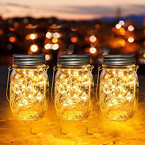 OKEPS lámparas Solares Exterior, Juego de 3 Luz Solar Jardín, LED Impermeable Solar Masón...