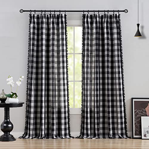 Treatmentex Schwarz Weiß Buffalo Kariert Gardinen mit Kräuselband Vorhang...