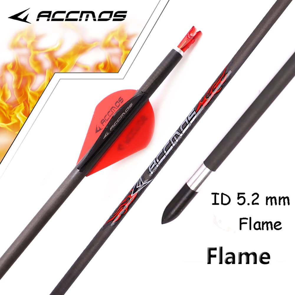 ACCMOS ID 5,2 mm Spine 300 350 400 500 600 700 Bogensport Carbonpfeil 28-31 Zoll Jagdpfeil, Schrauben Pfeilspitze, für Erwachsene Jugend Pfeil und Bogen Schießen 12 Stück