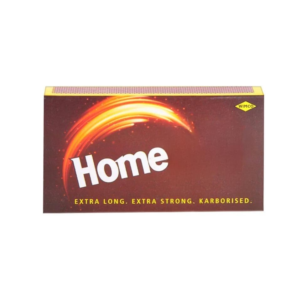 Image of HomeLights Small Match Box (Pack of 2 X 5 Matchboxes) Karborised 40-45 Match Sticks for Kitchen, Pooja & Craft | Extra Long, Extra Strong Matchsticks