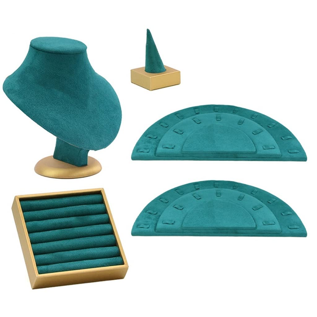TJLSS Schmuckhalter, grüner Mikrofaser-Flanell-Halter, Halsketten-Halter, Ohrring-Halter, Schmuck-Display-Requisiten Present
