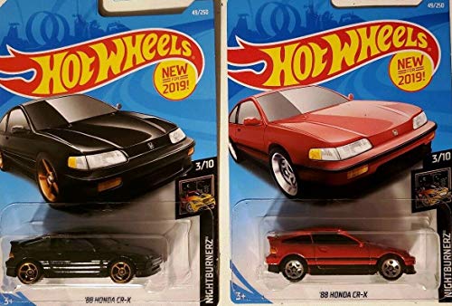 Hot Wheels 2019 Nightburnerz 3/10: '88 Honda CR-X [Red & Black Int. Card] - Set of 2