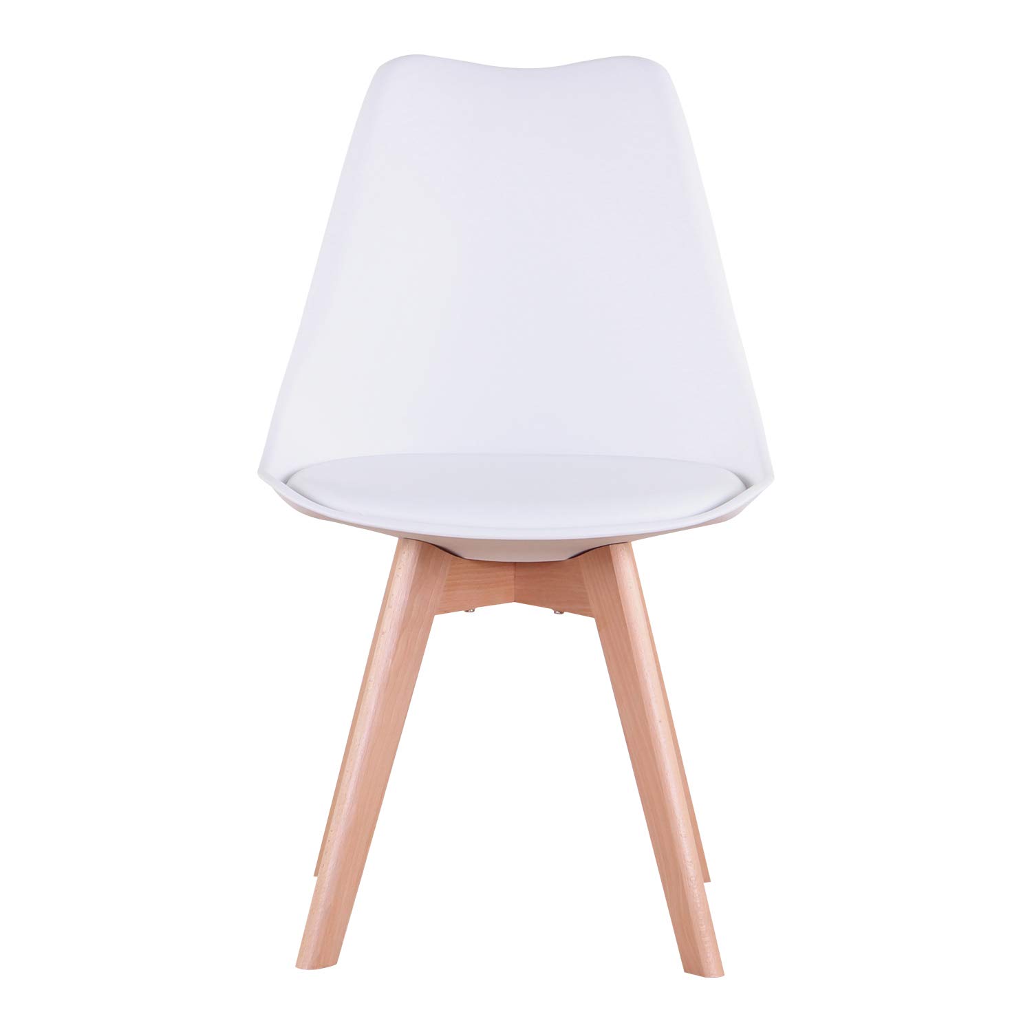 BenyLed Set di 6 Sedie da Pranzo a Forma di Tulipano con Seduta Imbottita e Gambe in Legno di Faggio, ideali per Sala da Pranzo, Cucina, Soggiorno, Bar, Bianco