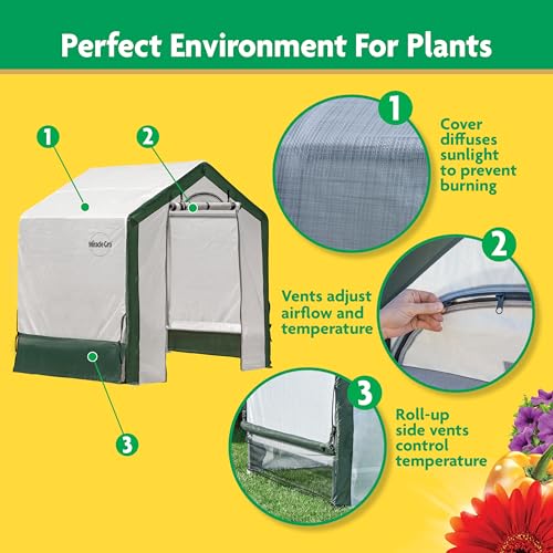 Miracle-GRO 6' x 4' x 6' Outdoor Mini Walk-in Greenhouse Plant Tent, All-Season Small Walk-in Plant Growth Accelerator with UV-Treated Fabric Cover and Zippered Panels, Clear - Image 3