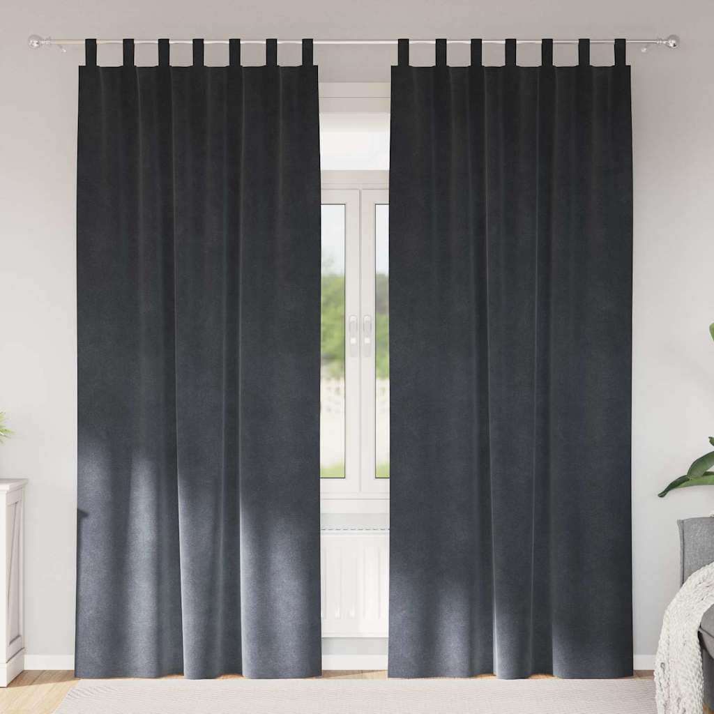 Cortinas opacas de terciopelo, 140 x 225 cm, color gris claro, juego de 2 unidades con trabillas de tela, opacas, para dormitorio y sala de estar