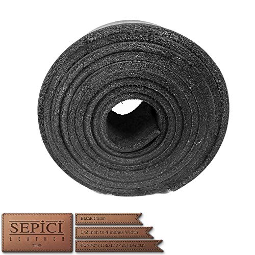Leather Strap Black 1/2" Inch To 4" Wide, 60-70 Inches Long By Sepici (Heavy Weight) (1") #TOP3