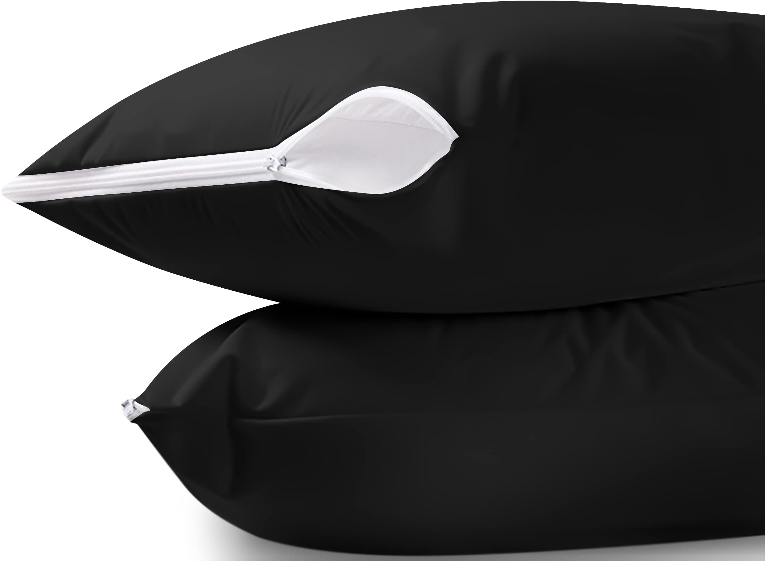 Utopia Bedding Waterproof Pillow Protector Zippered (2 Pack) Standard Black ?Çô Bed Bug Proof Pillow Encasement 20 x 26 Inches