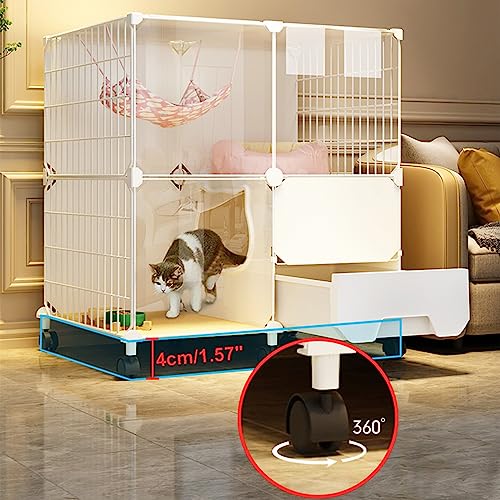 Cage pour chat transparente et modulable | Maison de nuit avec litière - 4