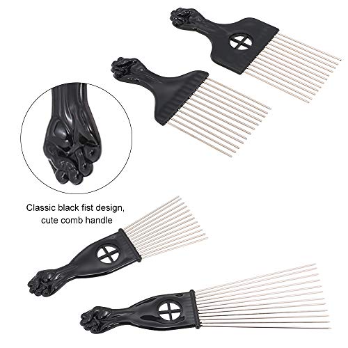 KKmoon 4 PCS Conjunto de pente preto de metal Afro penteado penteado cabelo encaracolado terno preto