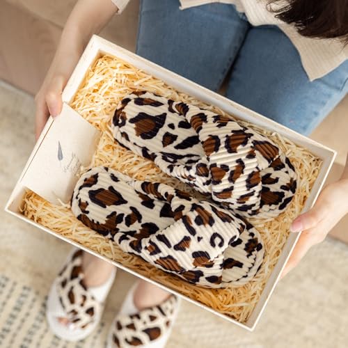 Image of GOEWY Slippers for Women Memory Foam House Bedroom Corduroy Crossbands Open Toe Slides Sandals Shoes Comfy Trendy Gift for womens Anti-Skid sole
