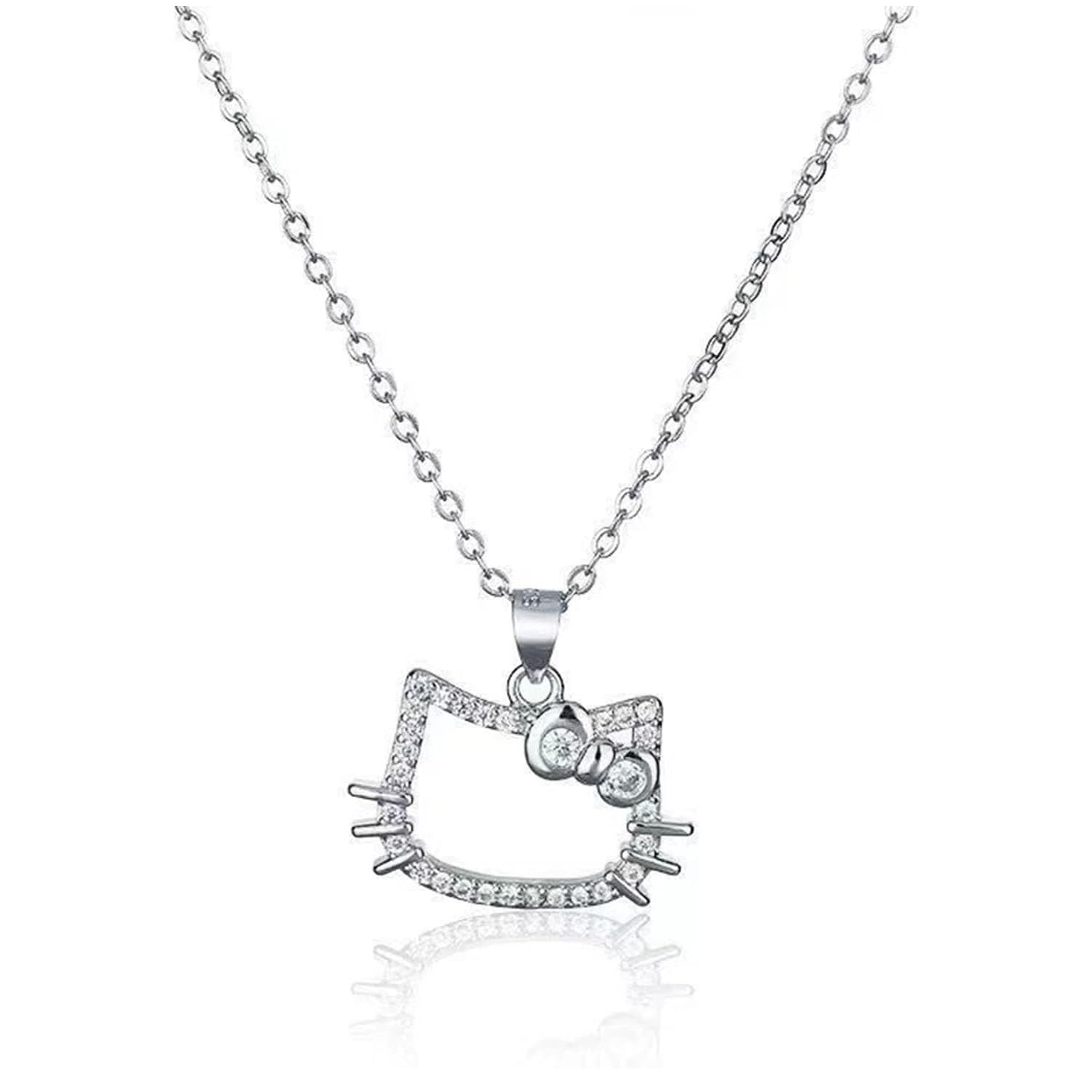 Joyzzz Diamond Cat Necklace, Kitten Pendant for Women, Funny Cartoon Animal Cat Necklace, Simple and Versatile Necklace for Women, Dainty Fashion Necklaces Jewelry Gift for Girls Women