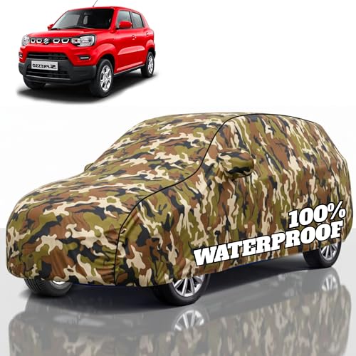 Image of Premium Polyester Car Cover S-Presso All-Weather Protection from Rain, Dust & Sun | UV Resistant Fabric | Full Body Secure Fit for Outdoor & Indoor Parking Jungle