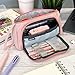 allydrew Large Capacity Pencil Case, Portable Pencil Pouch for Stationery Office Supplies, Coral